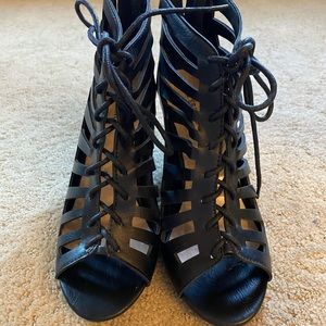 Black lace up heels